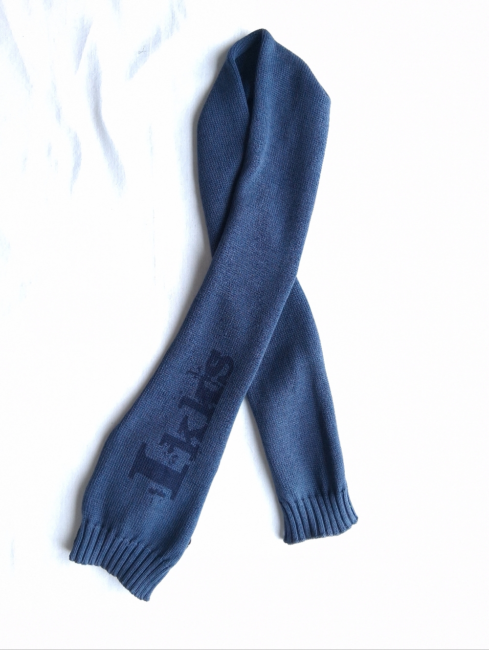 Ikks Scarf Cotton blue skinny knit logo Designer